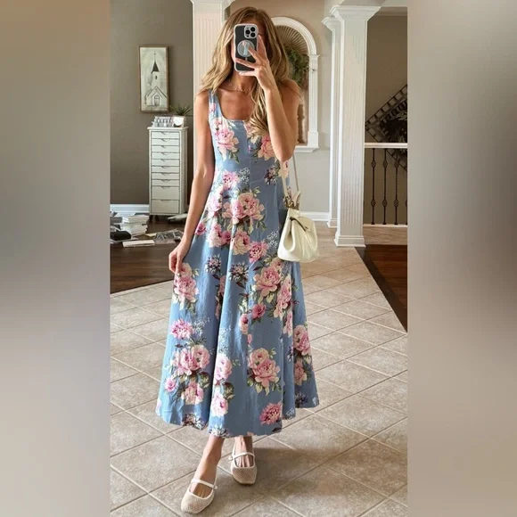 GAP | Dresses | Gap Blue Sleeveless Maxi Dress For Wedding Guests | Poshmark
